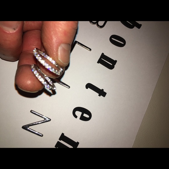 Faux Diamond Hoop Earrings. - Picture 2 of 2